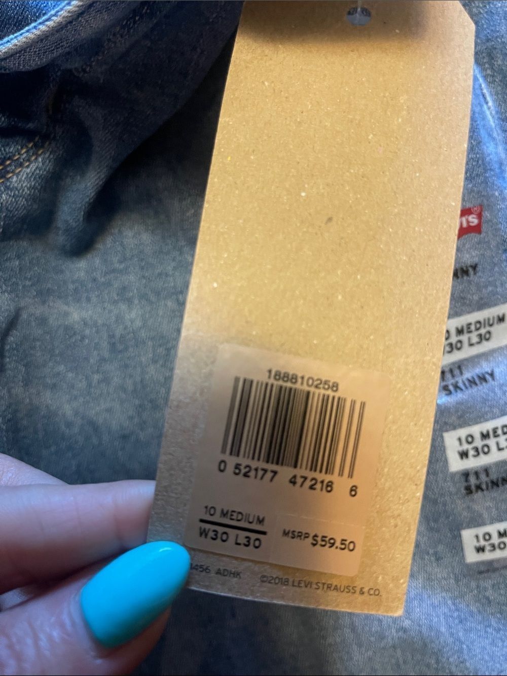 Levi's Light Blue 711 Skinny Jeans NWT size 10 medium 30x30 - Picture 9 of 9